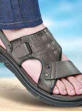 mensandals slippers Cowhide Genuine leather beach shoes m