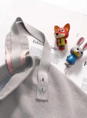 春季新款女童纯棉线针织背带裙宝宝包臀裙灰色粉色小兔可爱卡通