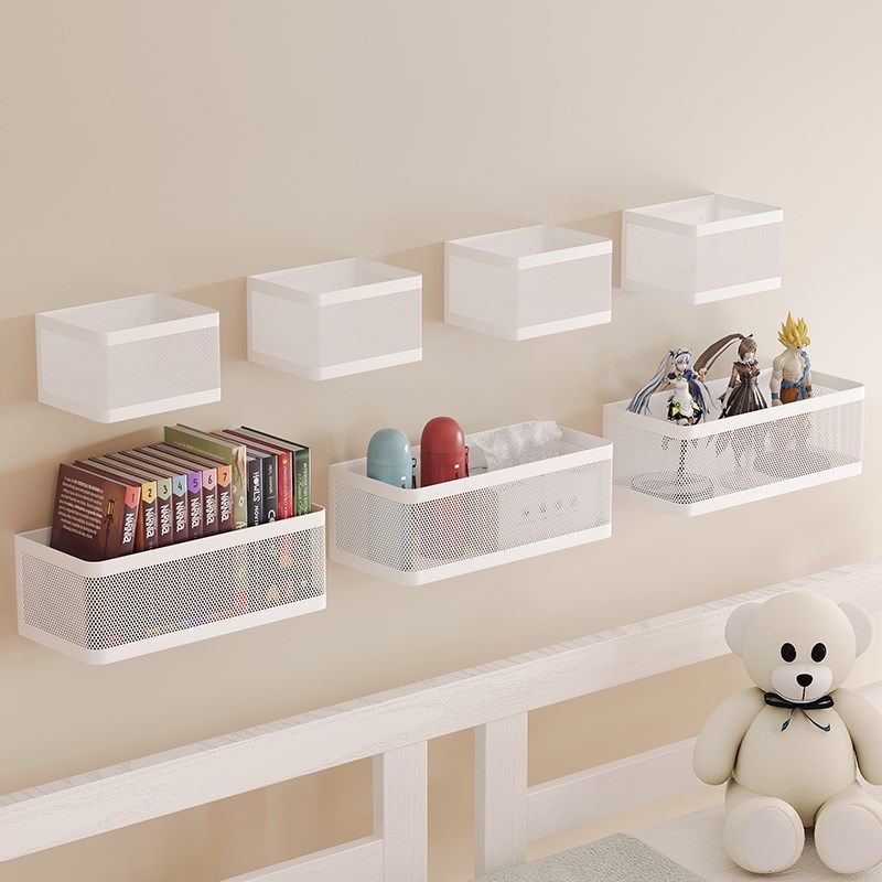 宿舍床边墙上挂篮置物架上铺床头手机收纳筐免打孔壁挂式挂墙神器