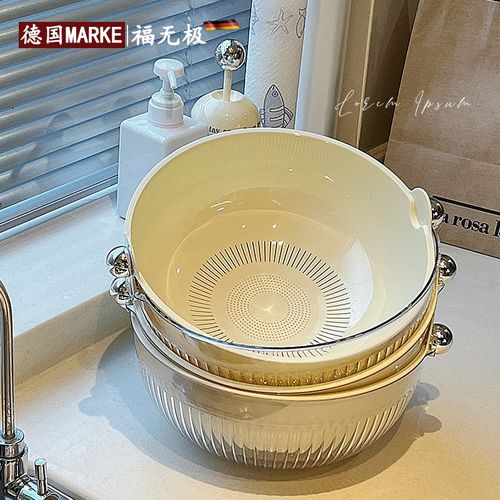 速发双层客米篮水菜盆厨房家用水果盘淘厅用品蔬菜篮子淘米神器沥