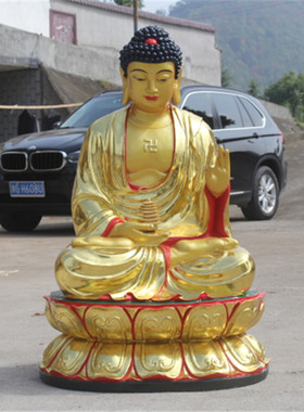 速发释绘牟尼佛 佛像 阿弥陀佛 三宝佛 1脂 贴金彩迦阿弥陀佛树米