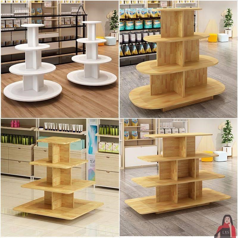速发中用木红圆形商岛柜展台质酒展示柜鞋店母婴店玩具架礼品展架