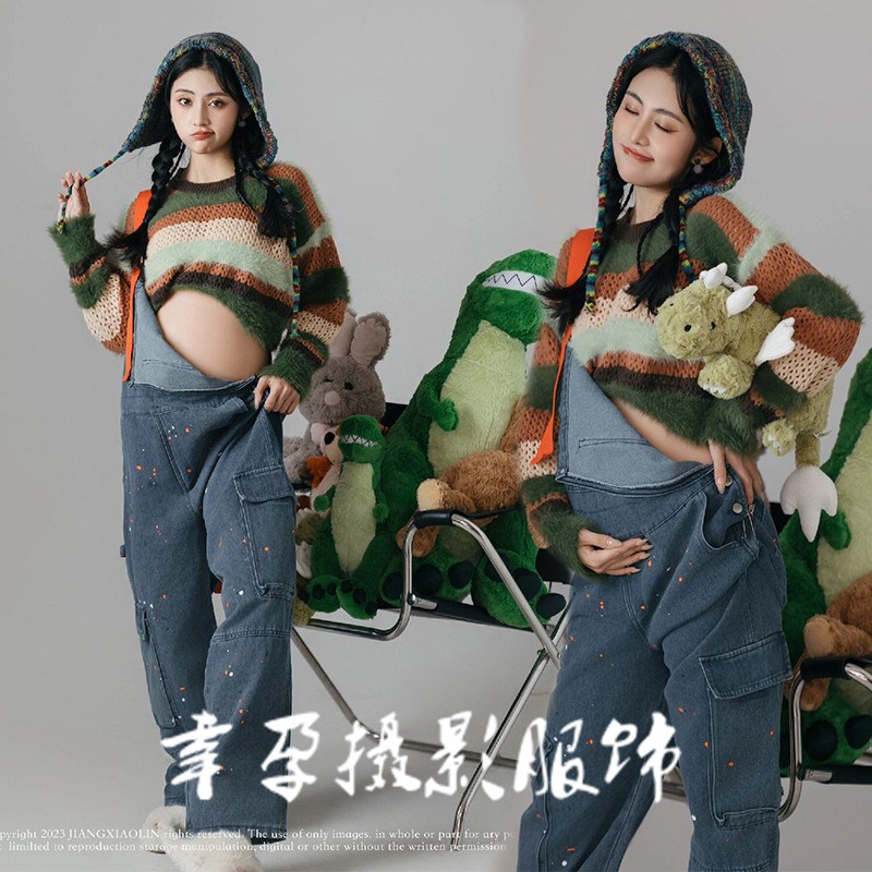 速发妇楼新服孕妇照服装复古韩系甜酷孕妈咪时尚甜美孕影照衣款在