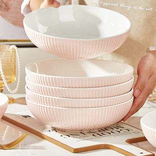 速发陶瓷浅拌大口碗2025新款高颜值家用大号碗面沙拉炸酱宽口吃面