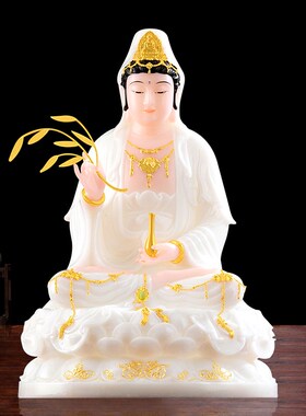 速发汉世玉观音菩萨佛像新款西方三圣家用供奉观件娑婆三圣南海摆