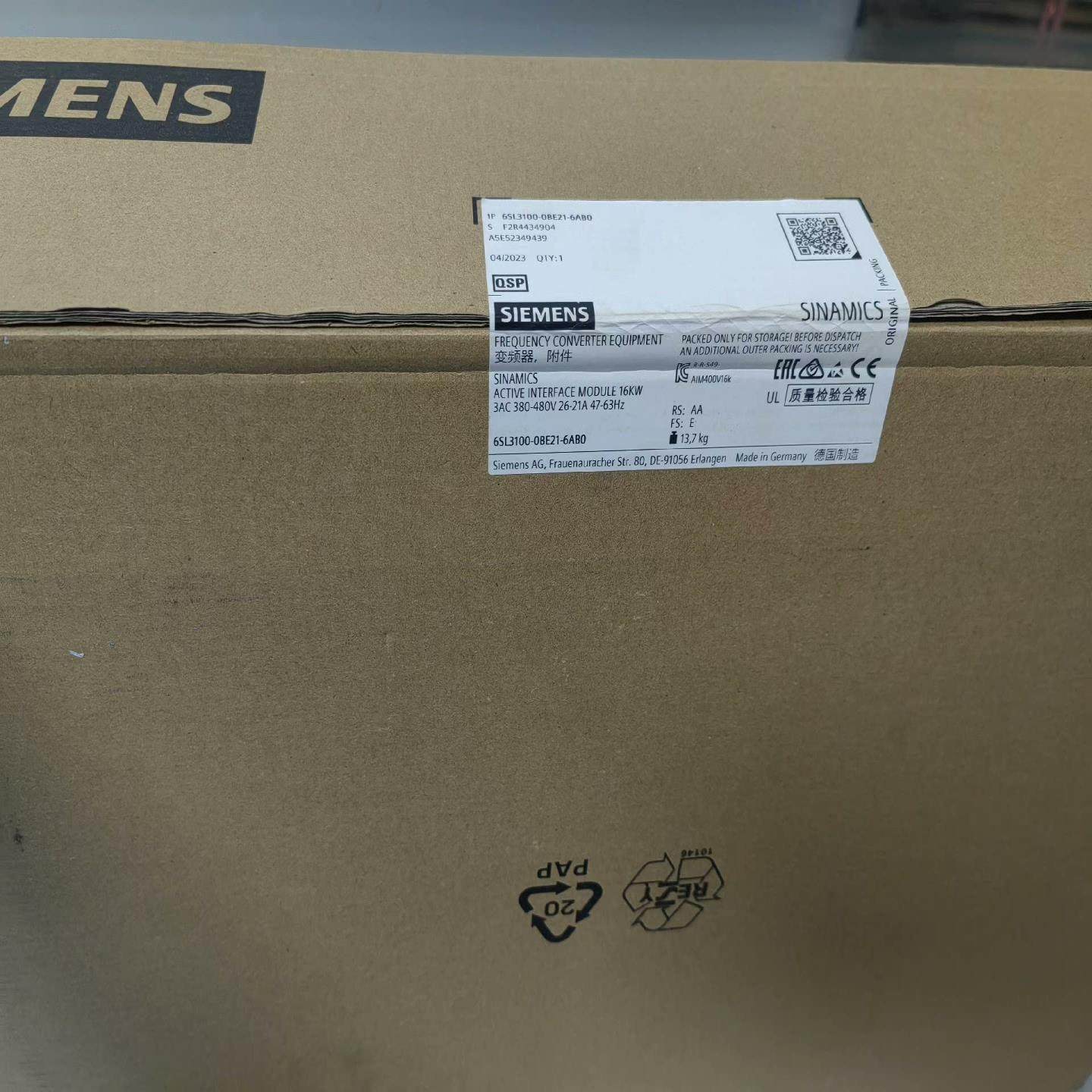 【顺庆】西门子滤波器6SL3100-0BE21-6AB0全新未开封【议价】