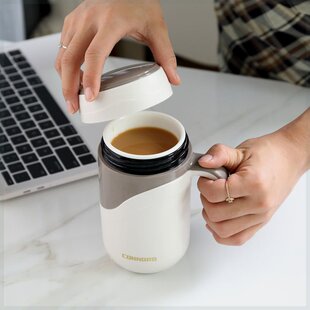 保温杯陶瓷内胆非涂层办公带盖女男水杯带手柄家用创意个性简约马