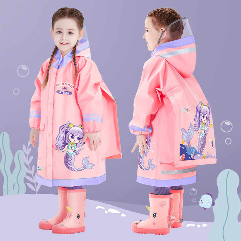 儿童雨衣女童女孩小学生上学专用2025新款带书包大童雨披全身防水