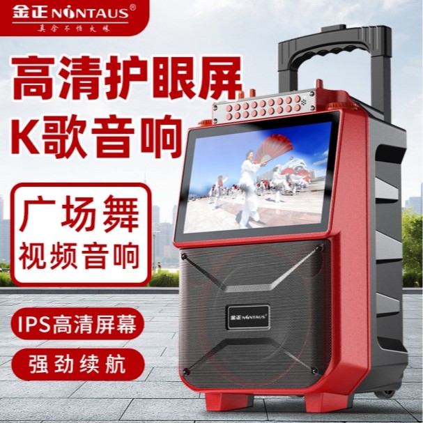 NINTAUS/金正1033高清大屏便携式户外拉杆广场舞k歌一体机音响
