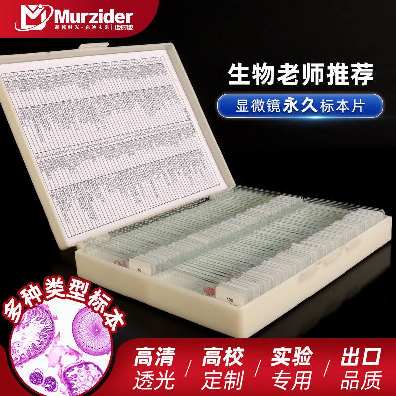 Murzider本切片生物显微镜观察高清高透玻璃动物植物细胞细菌微