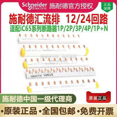 施耐德汇流排DPN接线排1P+N 双进双出12位 24回路铜排 断路器空开