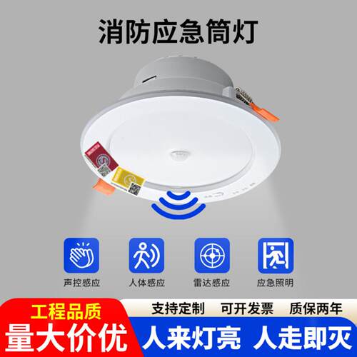 消防应急筒灯暗装LED嵌入式智能