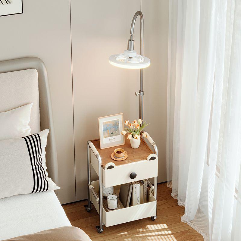 中国古风创意简约卧室可移动床头柜落地灯一体新款置物收纳架