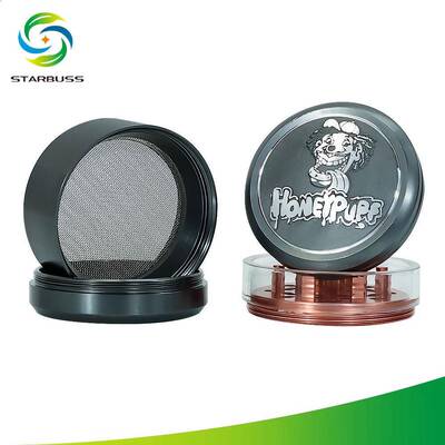 Honeypuff63mm四层磨烟器透明herbgrinder铝合金研磨器