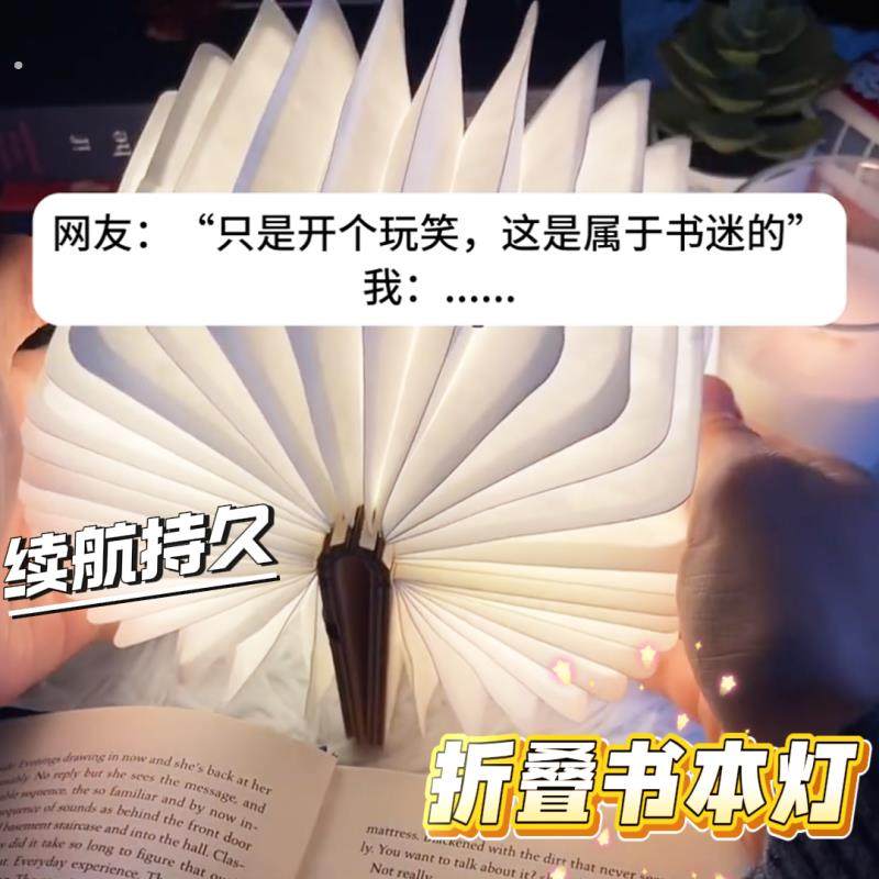 小夜灯微弱光创意折叠书灯LED充电发光书本生日礼物小夜灯插电款