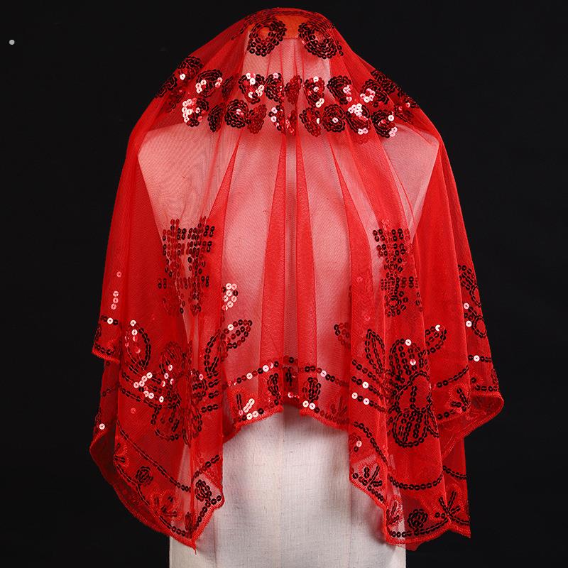 婚礼盖头红色大号婚庆头纱新娘红盖头结婚用品网纱蒙头巾女方陪嫁