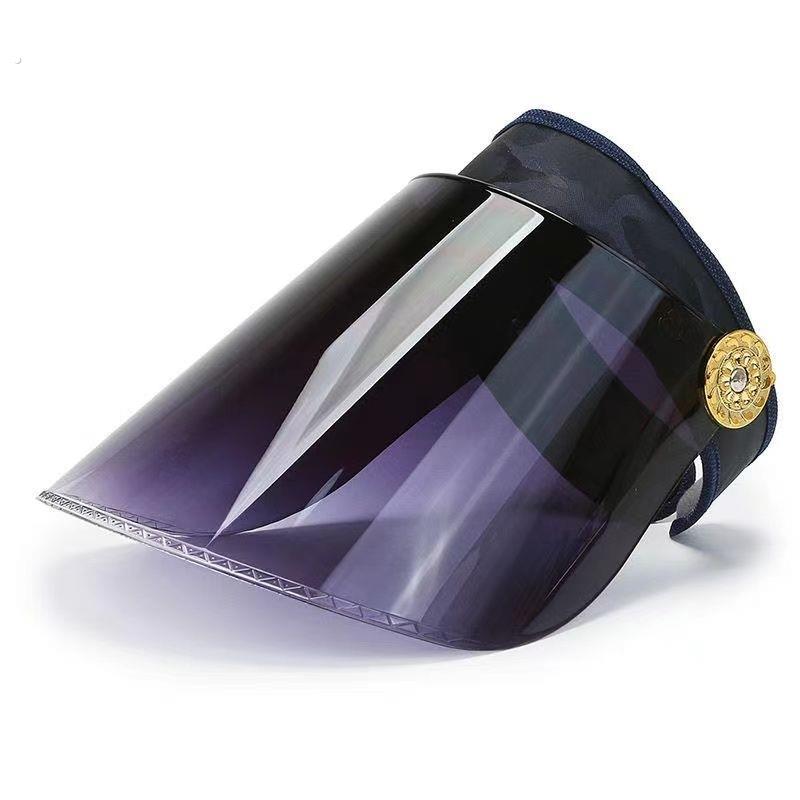 透明防飞沫面罩夏季骑行空顶防风防虫防晒pc面罩防紫外线遮阳帽子