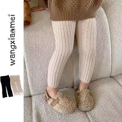 女童打底裤秋冬款外穿洋气2025秋装新款加绒薄绒宝宝儿童毛线裤子