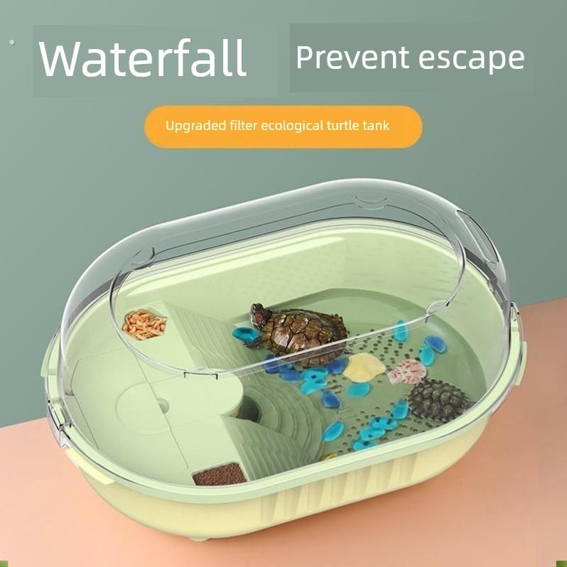乌龟饲养缸网红乌龟缸家用带晒台周转箱养龟专用缸巴西龟盆特大号