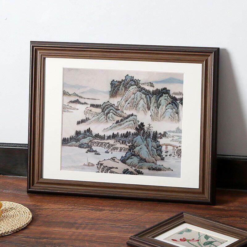 美式怀旧复古黑胡桃色相框油画框24寸摆台创意10寸照片框架外框16