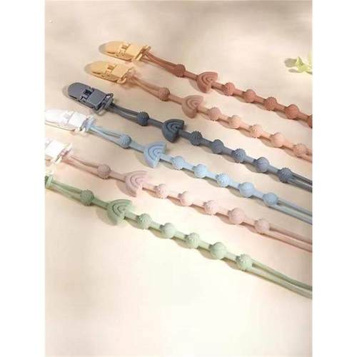 婴儿安抚奶嘴防掉炼宝宝咬胶玩具防丢挂绳夹子食品硅胶牙胶固定器