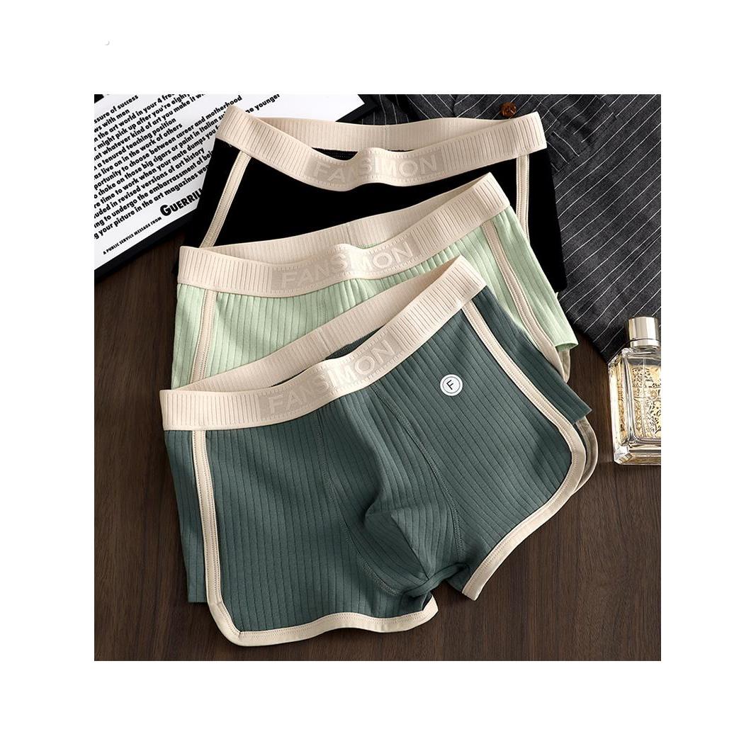 宽松版男士内裤纯棉透气男生平角裤中腰四角裤青年短裤头潮流个性