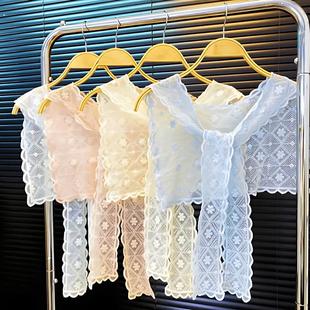 时尚 蕾丝丝巾披肩田园风网纱叠穿半身裙 网红白色百搭气质ins薄款