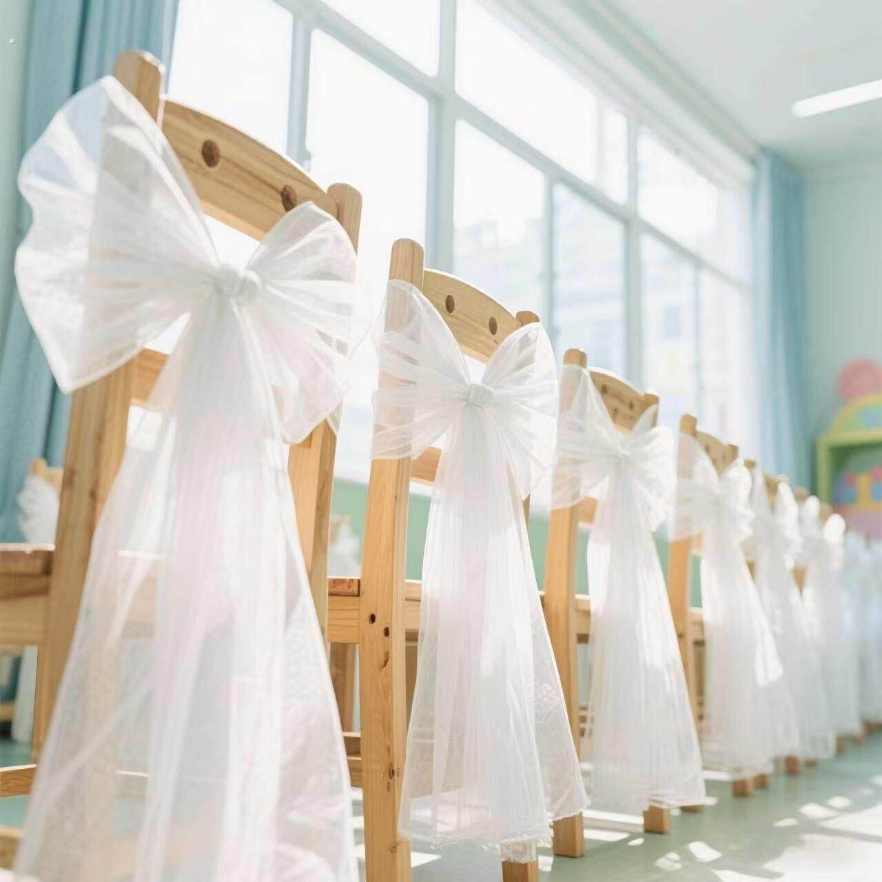 幼儿园小椅子装饰纱幔高品质柔软纱学校活动布置纱椅子装饰椅子纱