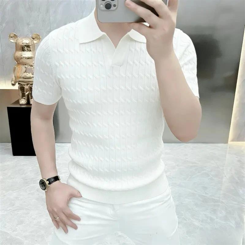 伊禾物服饰夏季新款翻领针织短袖POLO衫T恤男士时尚半袖体恤男装2