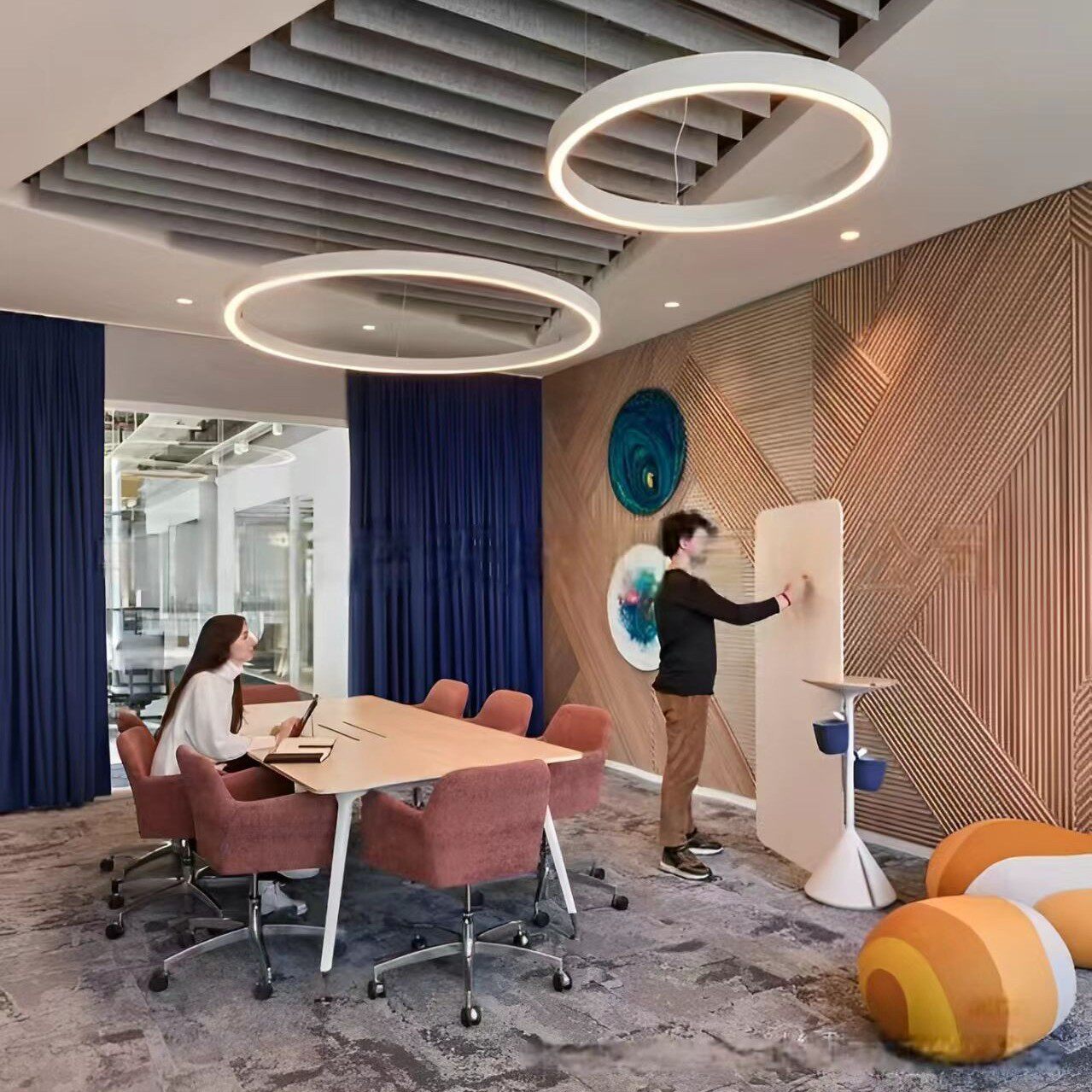 圆形圆环吊灯工业风圆圈灯led现代简约酒店大堂工程环形灯具