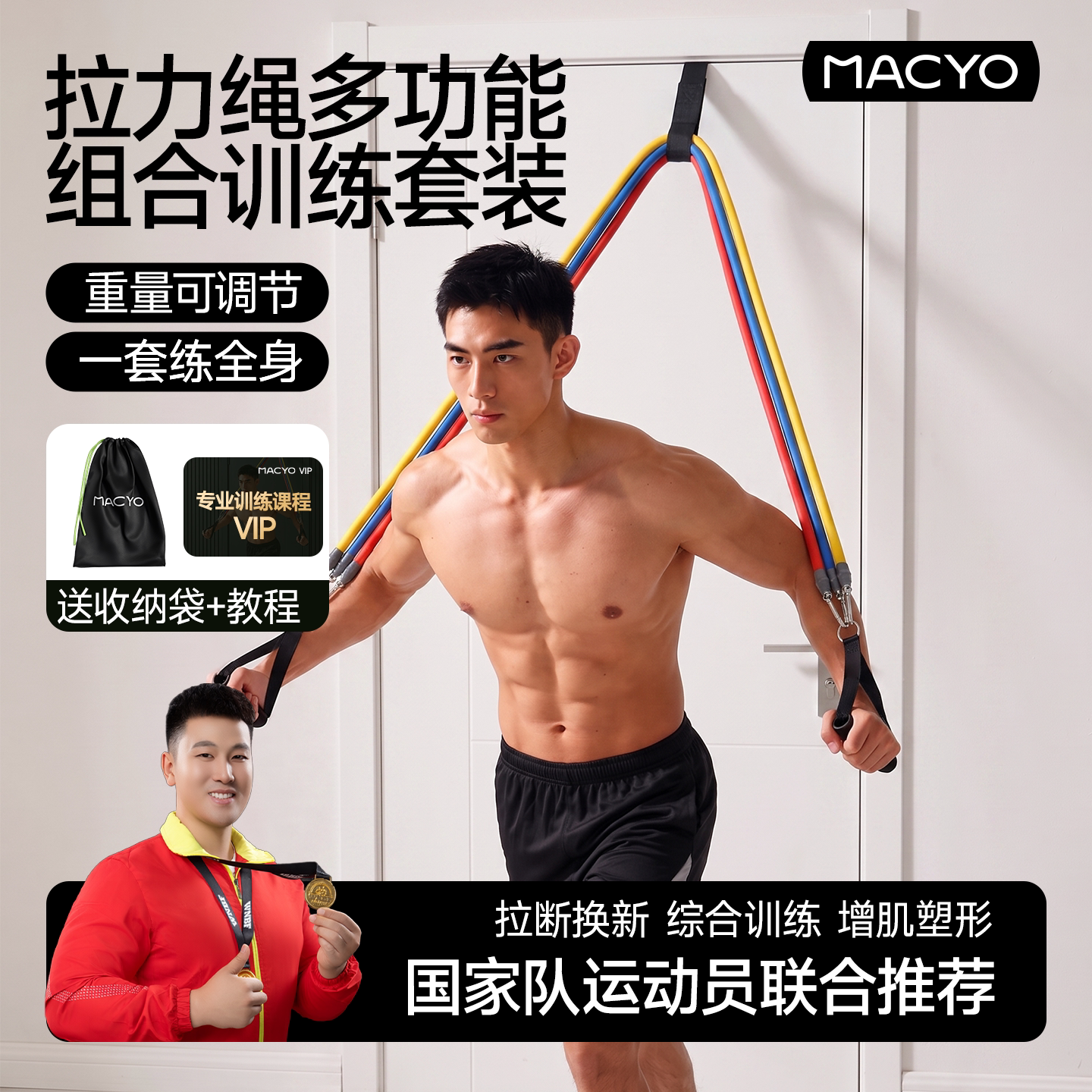 【多功能拉力绳】居家健身图片
