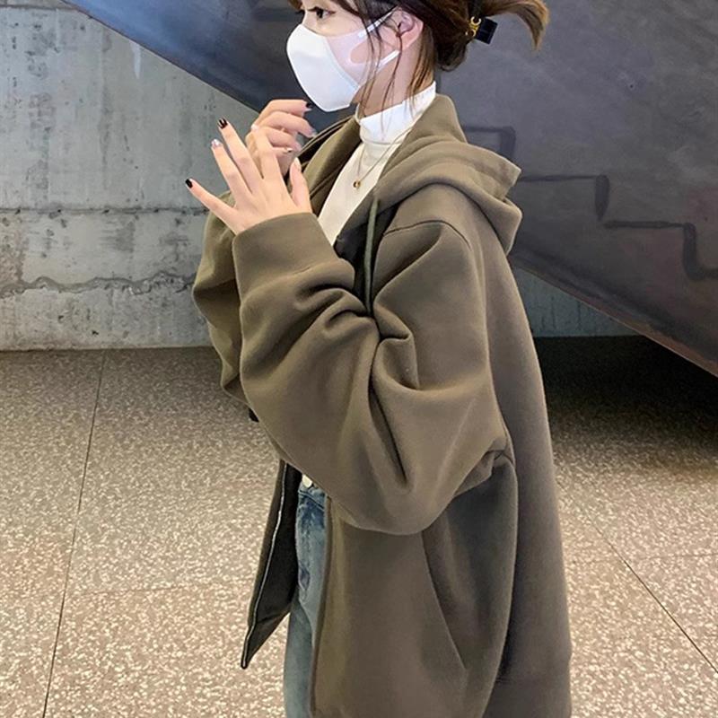 春季外套女早春款2025新款爆款连帽卫衣拉链韩系薄款开衫休闲上衣