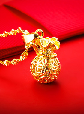 民族风镂空福袋镀黄金吊坠吉祥如意镂空钱袋项坠淘宝微商礼品