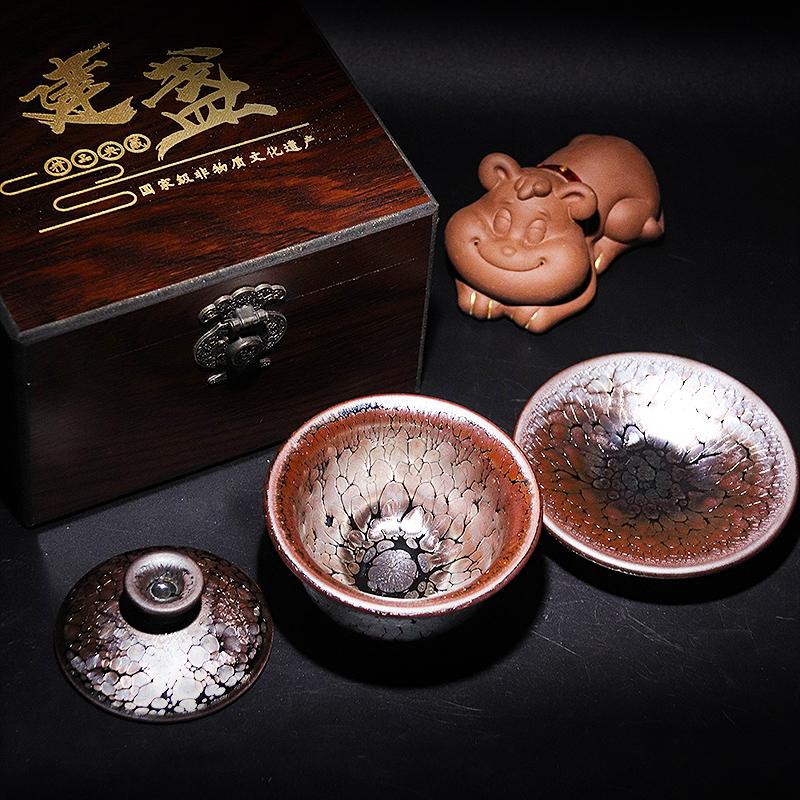 建盏盖碗茶具油滴三才泡茶大号茶碗天目陶瓷功夫茶杯鹧鸪套装