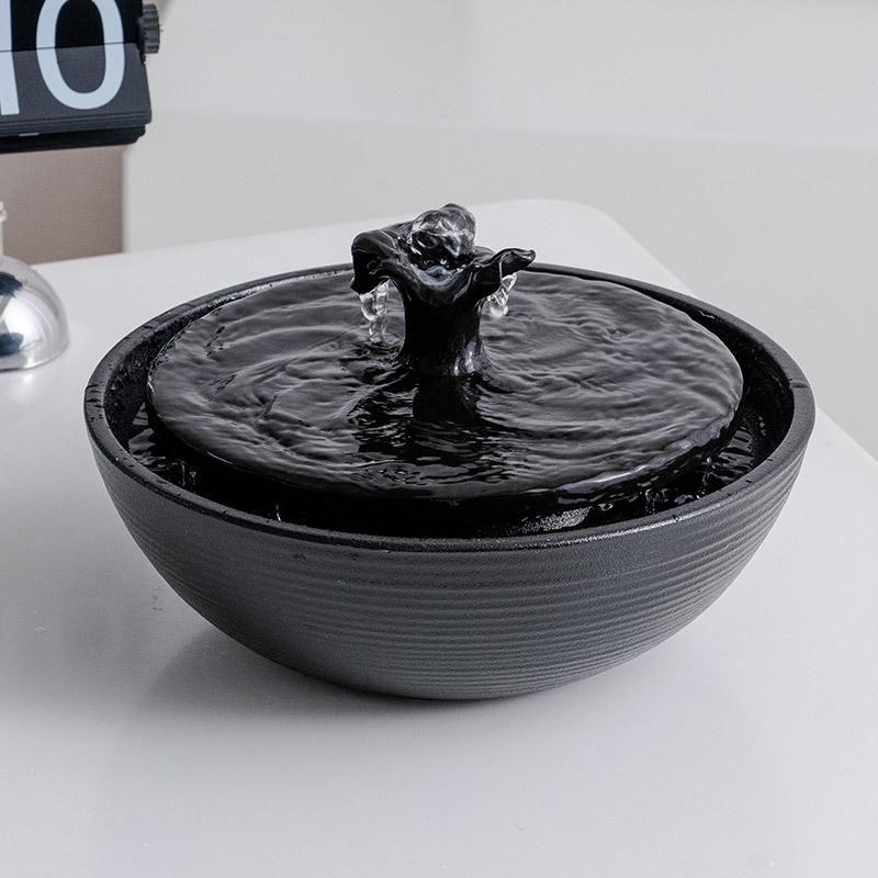 简约循环流水摆件喷泉办公桌面招财水景装饰品客厅猫咪宠物饮水机