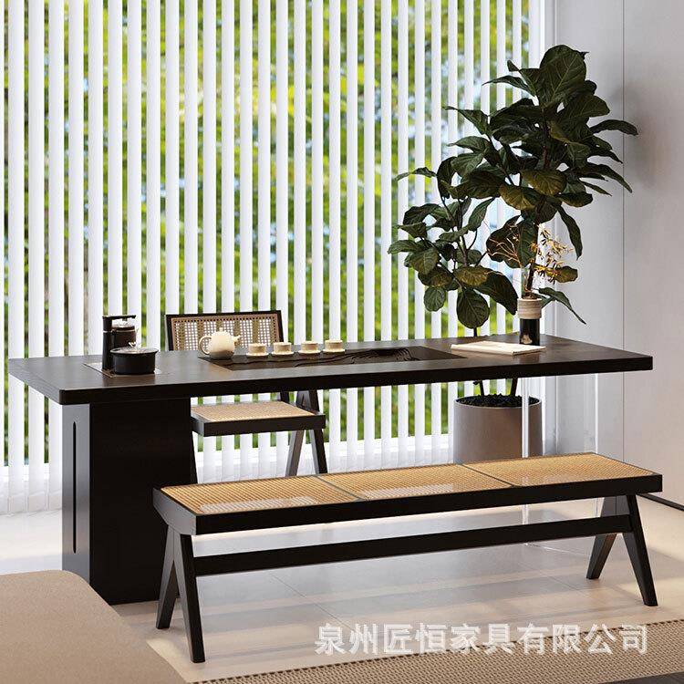 实木阳台茶桌书桌亚克力悬浮泡茶桌子意式极简茶台烧水壶茶盘一体