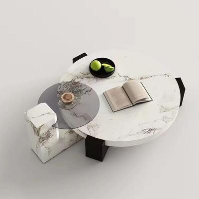 意式大理石茶几客厅小户型圆形茶几轻奢极简高档设计师茶几