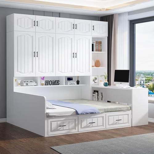 ft榻榻米衣柜床一体小户型带书桌床柜组合床家用多功能储物床实木