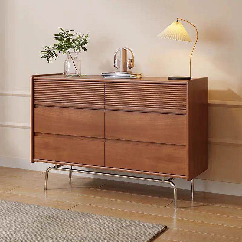 中古风实木收纳柜宅寂风客厅斗柜复古胡桃色柜卧室储物抽屉柜