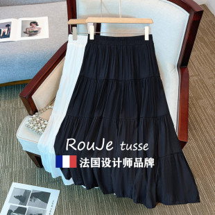 tusse甜美减龄中长款 法国Rouje 蛋糕裙女胖mm洋气遮胯显瘦半身裙