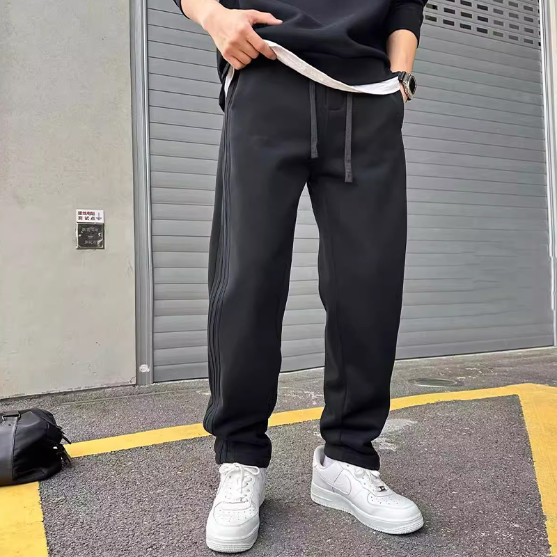 Home Daily~直筒加绒加厚男卫裤春秋冬季2025新款宽松休闲运动裤