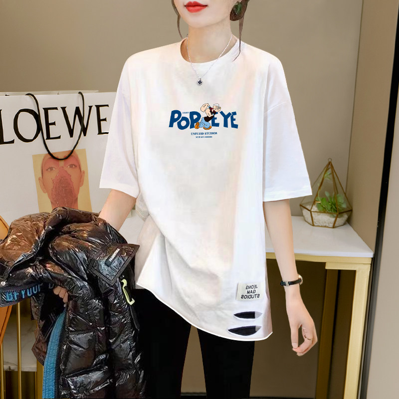搭配鲨鱼裤芭比裤上衣短袖t恤女2025春夏新款中长款遮屁半袖上衣