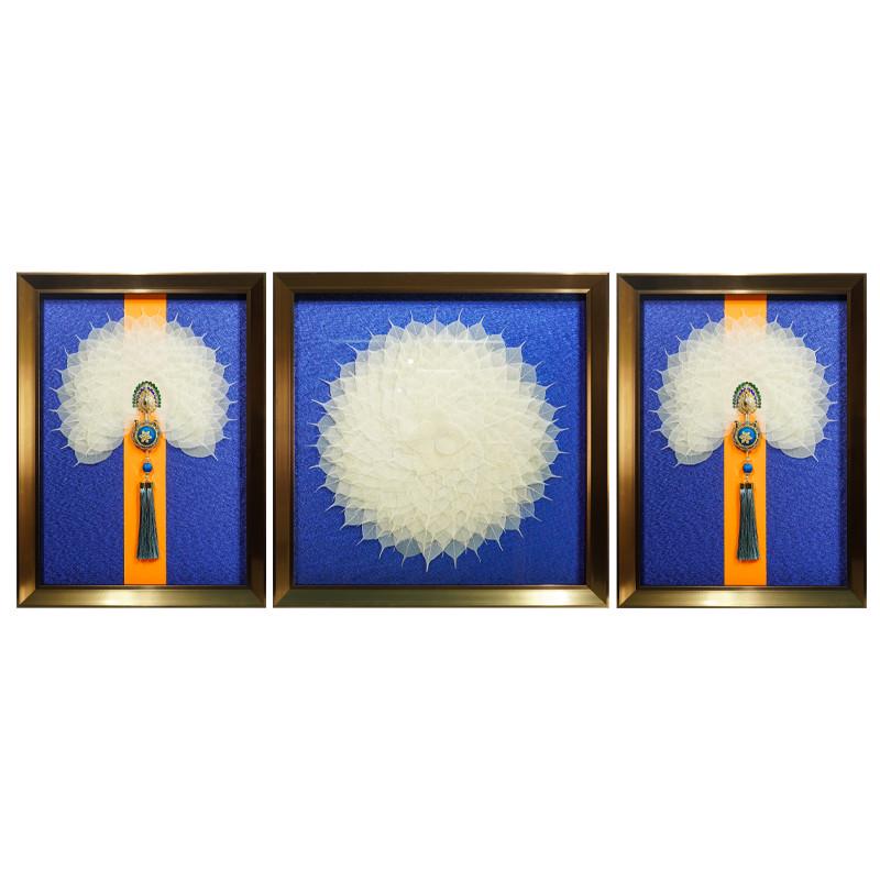 新中式客厅装饰画杰 立体实物画《菩提树叶》瑞 沙发背景墙手工画