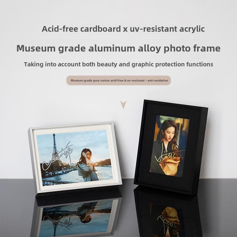 名人签名照片无酸纸板玻璃安装保护相框定制防紫外线表Normcore铝