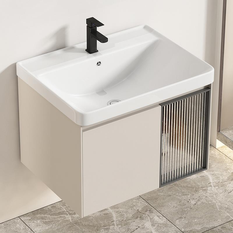 小户型太空铝挂墙式洗手盆柜组合陶瓷一体家用洗脸池卫生间洗漱台