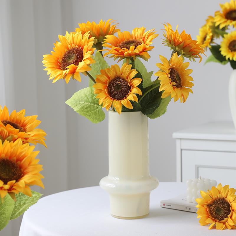 高档单支向日葵装饰花卉仿真花假花摆设客厅餐桌花艺装饰插花摆件