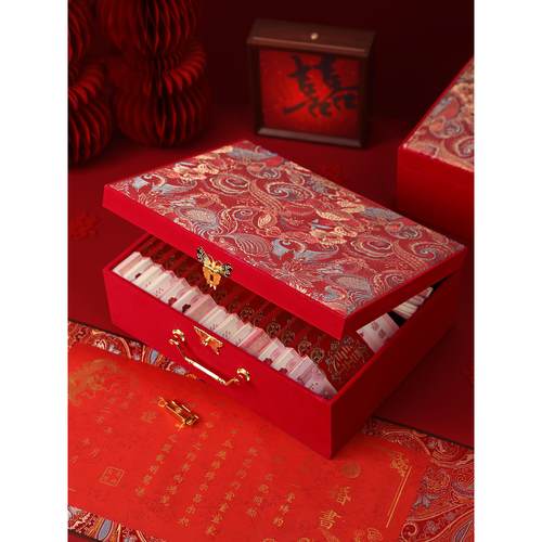 订婚装彩礼现金礼盒子结婚礼用品大全高档10万聘礼提亲下聘礼金箱