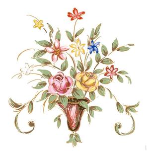 高级感欧式花卉手绘肌理画客厅装饰画转印水移画贴家具衣橱柜子门