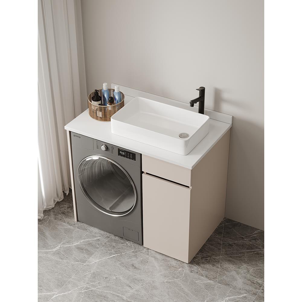 蜂窝铝小户型浴室滚筒洗衣机柜组合陶瓷一体洗脸盆洗漱洗手台定制