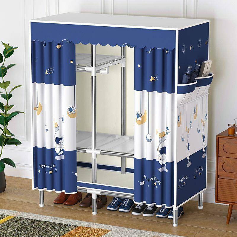 简易衣柜全钢架加粗加固出租房用布衣柜家用卧室组装挂衣收纳架子
